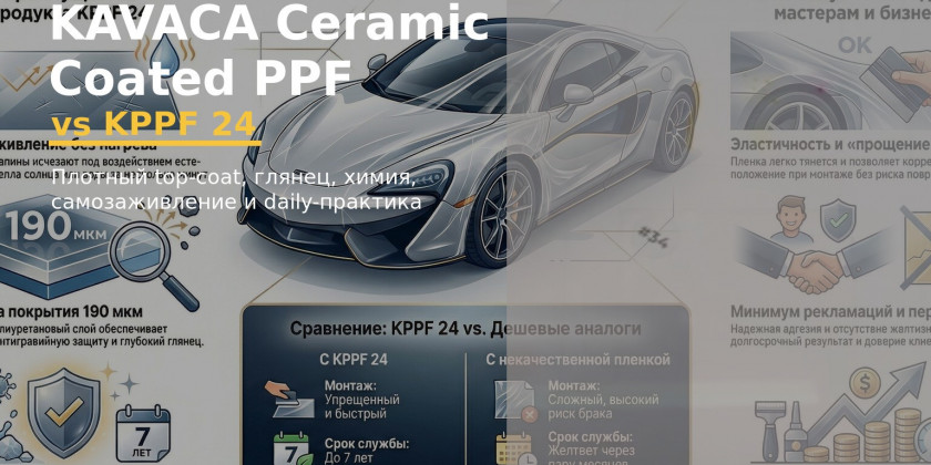 KAVACA Ceramic Coated PPF и KPPF 24: сравнение глянцевых PPF