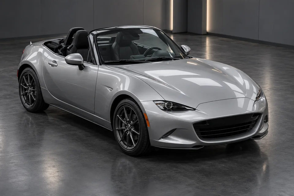 Иллюстрация закрытого капота Mazda MX-5 ND в детейлинг-студии